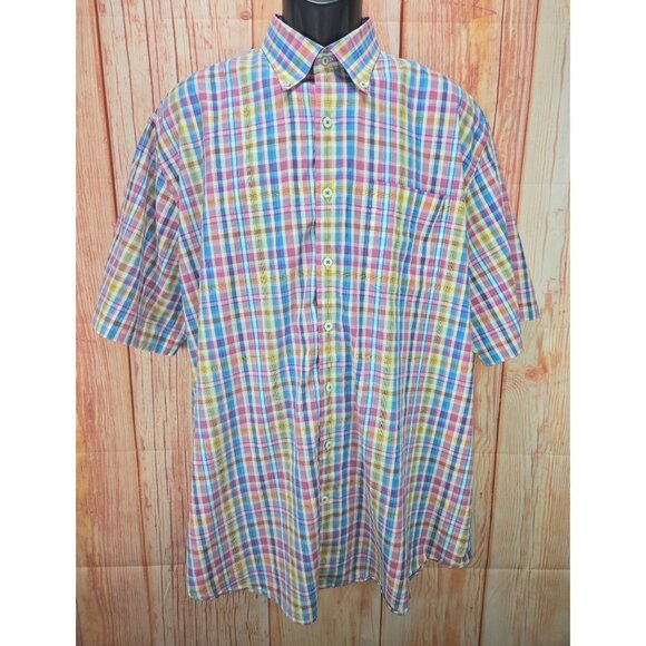 Peter Millar Mens Multicolor Plaid Button-Down Shirt Size XL - Picture 1 of 6